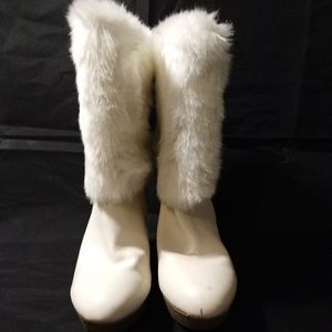Jennifer Lopez fur wedge boot